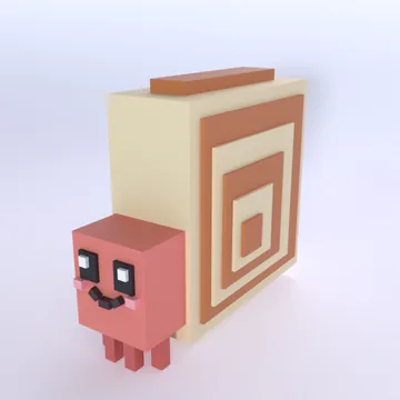 Ammonite: blocky low-poly 3D model
