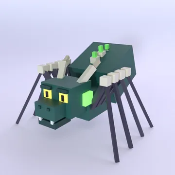 Arachnodrake: blocky low-poly 3D model