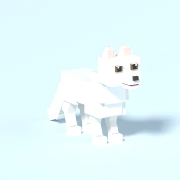 Arctic Fox: blocky low-poly 3D model