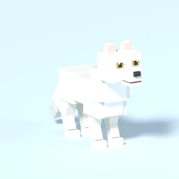 Arctic Wolf: blocky low-poly 3D model