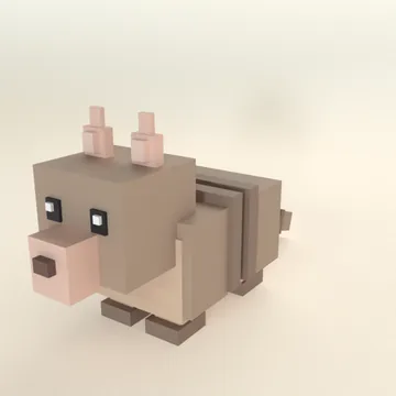 Armadillo: blocky low-poly 3D model