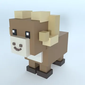 Bighorn Ram: blocky low-poly 3D model