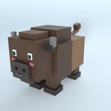 Bison: blocky low-poly 3D model