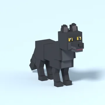 Black Wolf: blocky low-poly 3D model