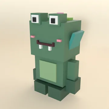 Bog Monster: blocky low-poly 3D model