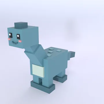 Brachiosaurus: blocky low-poly 3D model