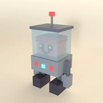 Brain Bot: blocky low-poly 3D model