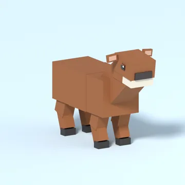Brown Cow: blocky low-poly 3D model