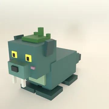 Bunyip: blocky low-poly 3D model