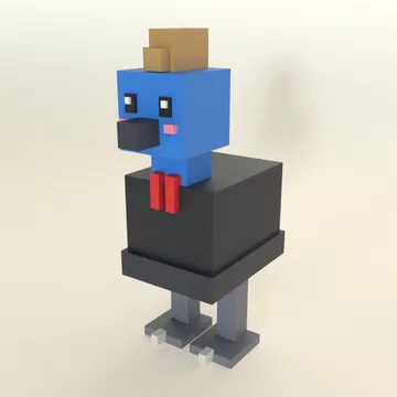 Cassowary: blocky low-poly 3D model