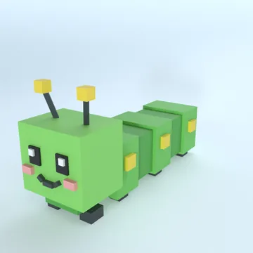 Caterpillar: blocky low-poly 3D model