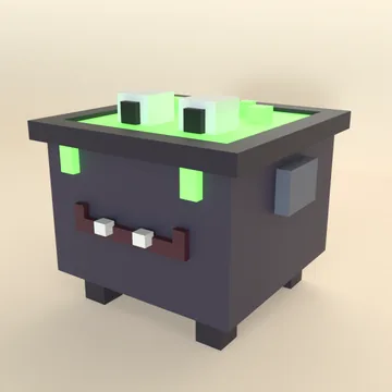 Cauldron Creep: blocky low-poly 3D model