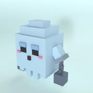 Chain Ghost: blocky low-poly 3D model