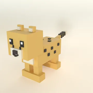 Cheetah: blocky low-poly 3D model