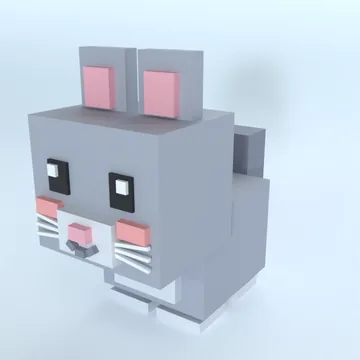 Chinchilla: blocky low-poly 3D model