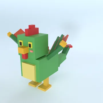 Cockatrice: blocky low-poly 3D model