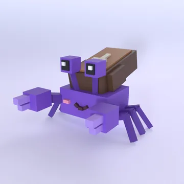 Coffin Crab: blocky low-poly 3D model