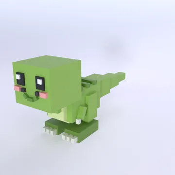 Compsognathus: blocky low-poly 3D model
