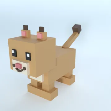 Cougar: blocky low-poly 3D model
