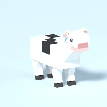 Cow: blocky low-poly 3D model