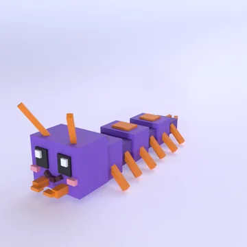 Creepy Centipede: blocky low-poly 3D model