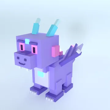 Crystal Dragon: blocky low-poly 3D model