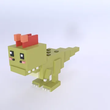 Dilophosaurus: blocky low-poly 3D model
