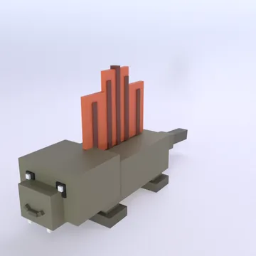 Dimetrodon: blocky low-poly 3D model