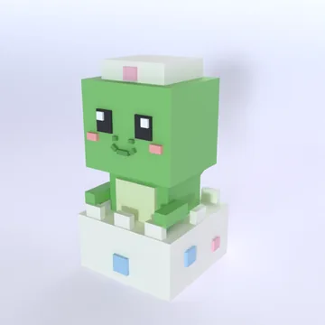 Dino Hatchling: blocky low-poly 3D model