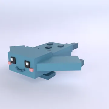 Diplocaulus: blocky low-poly 3D model