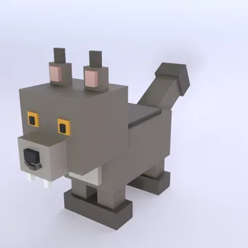Dire Wolf: blocky low-poly 3D model