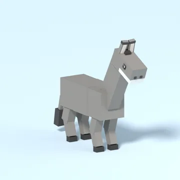 Donkey: blocky low-poly 3D model