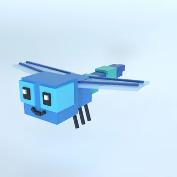 Dragonfly: blocky low-poly 3D model