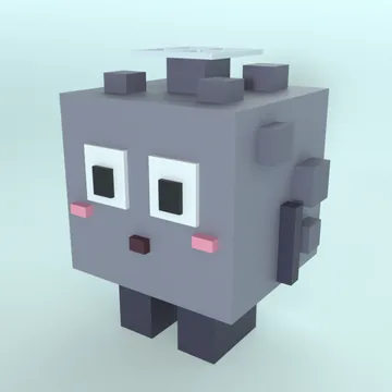 Dust Puff: blocky low-poly 3D model