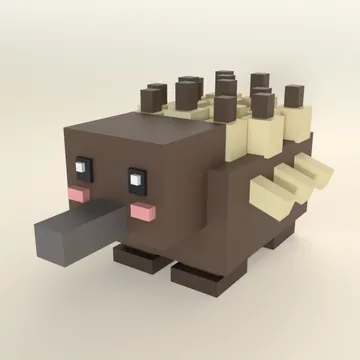 Echidna: blocky low-poly 3D model