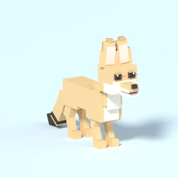 Fennec Fox: blocky low-poly 3D model
