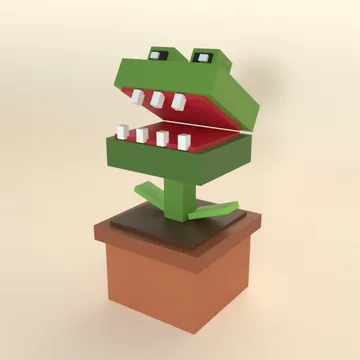 Flytrap: blocky low-poly 3D model