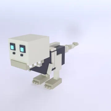 Fossil Raptor: blocky low-poly 3D model