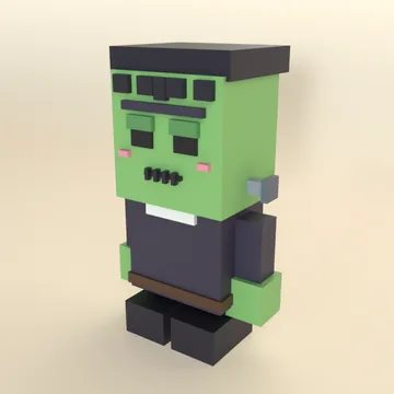 Frankie: blocky low-poly 3D model