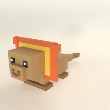 Frilled Lizard: blocky low-poly 3D model