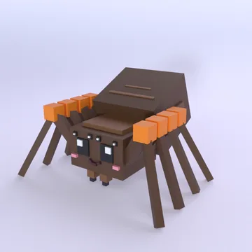 Fuzzy Tarantula: blocky low-poly 3D model