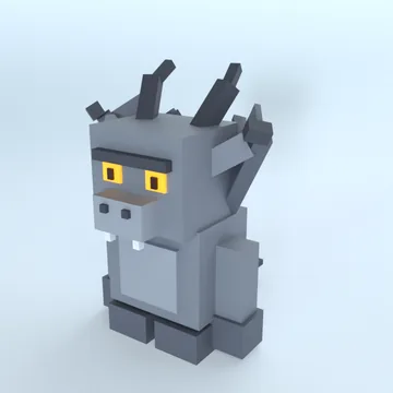 Gargoyle: blocky low-poly 3D model