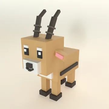 Gazelle: blocky low-poly 3D model
