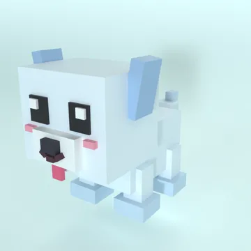 Ghost Pup: blocky low-poly 3D model