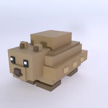Glyptodon: blocky low-poly 3D model