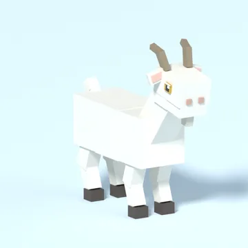 Goat: blocky low-poly 3D model