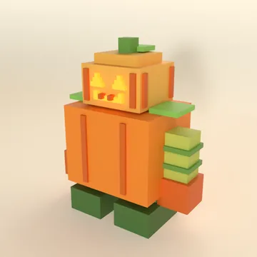 Gourd Golem: blocky low-poly 3D model