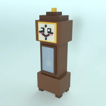 Grandfather Clock: blocky low-poly 3D model
