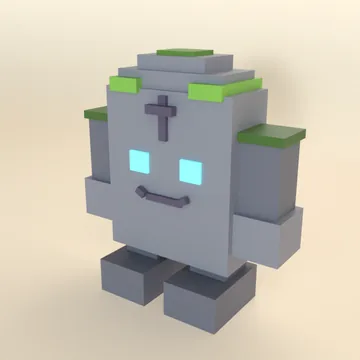 Grave Golem: blocky low-poly 3D model