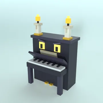Haunted Piano: blocky low-poly 3D model